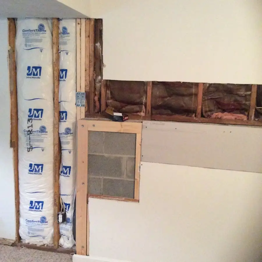 Wall insulation replacement during Contents Cleaning & Restoration in University City